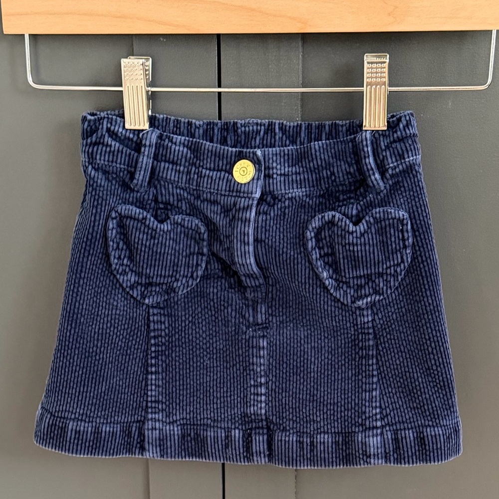J. Crew | Crewcuts | Navy Corduroy Skirt with Heart Pockets | 3